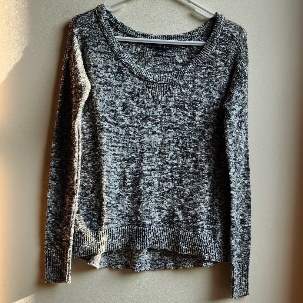 American Eagle Outfitters Marbled Gray Metallic Scoop Neck Sweater Size XS